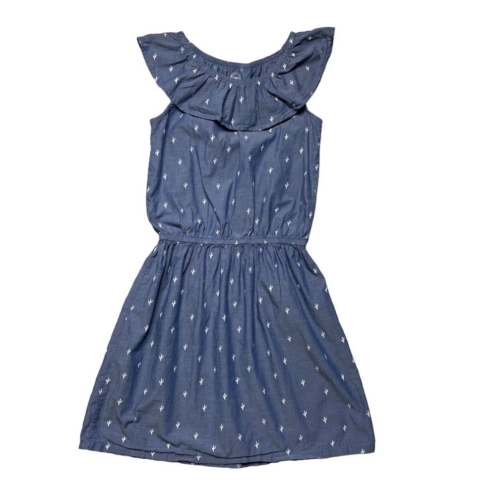 Wonder Nation XL 14-16 cactus print chambray dress blue